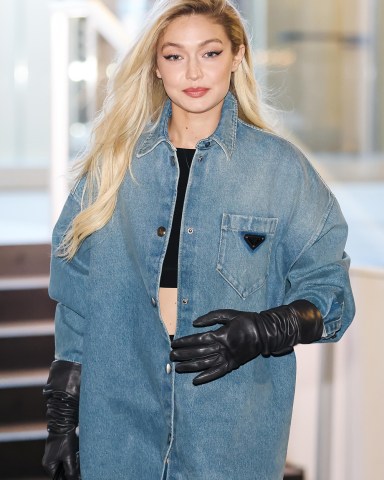 Gigi Hadid is seen during the Milan Women's Fashion Week Fall Winter 2023/2024 on February 23, 2023 in Milan, ItalyGigi Hadid Celebrity Sightings In Milan, Italy - 23 Feb 2023