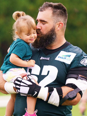 Jason Kelce and Wife Kylie Smile with Three Daughters After Practice