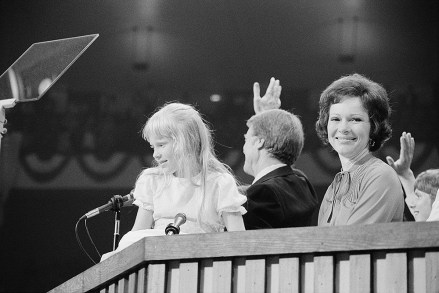 Rosalynn Amy and Jimmy Carter at the Democratic National Convention New York City. July 15 1976.