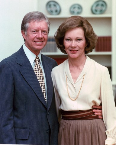 President Jimmy Carter and Rosalynn Carter in the White House. Rosalynn was a politically active First Lady, serving as as her husband's closest adviser and often sitting in on cabinet meetings. Ca. 1977.