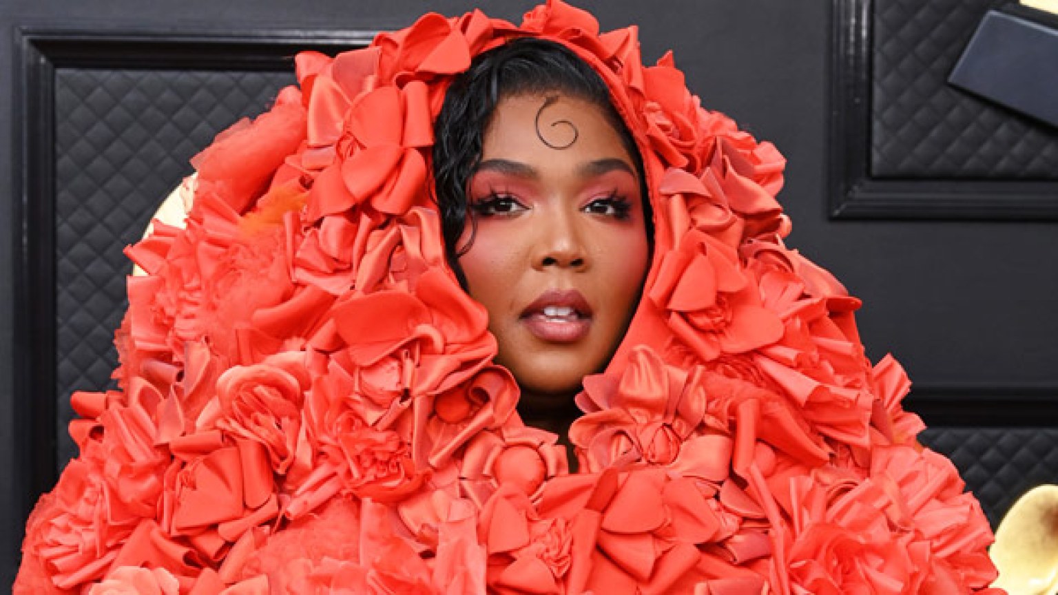 Lizzo At Grammys 2023 Her Rose Covered Red Carpet Gown & Performance