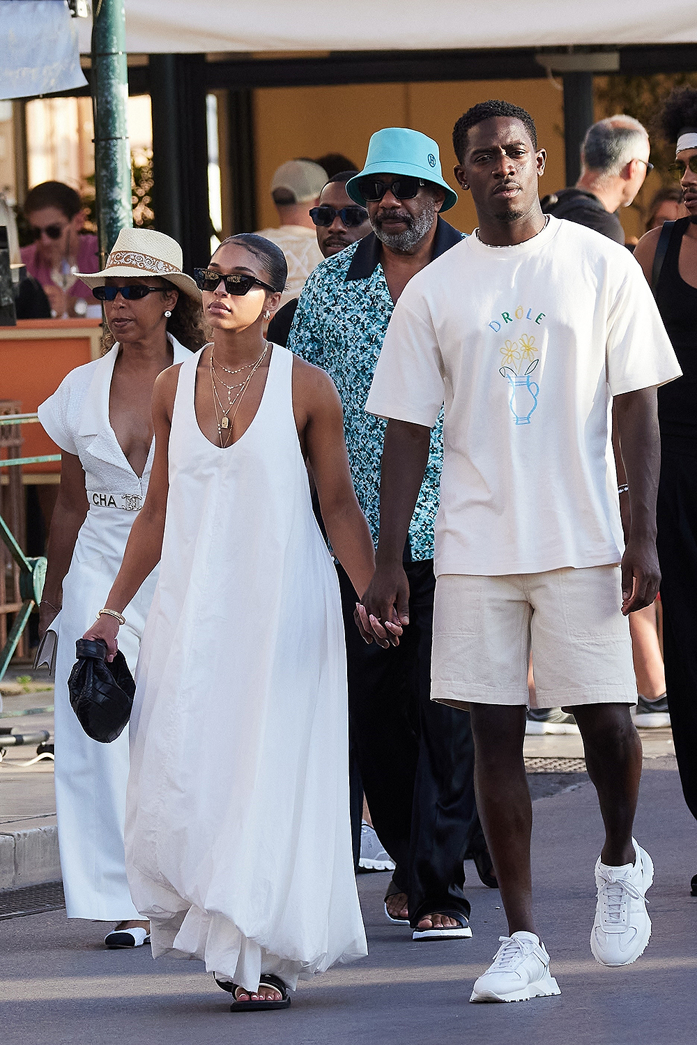 Damson Idris and Lori Harvey's Family Affair in Saint-Tropez: A Stroll Through the Streets with Mother Marjorie Bridges and Brothers Wynton and Broderick Harvey Jr.