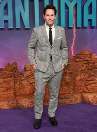 Guests arrive at the Ant-Man and the Wasp: Quantumania premiere in Waterloo, London.  Pictured: Paul Rudd Ref: SPL5523018 160223 NON-EXCLUSIVE Picture by: Grant Buchanan / SplashNews.com Splash News and Pictures USA: +1 310-525-5808 London: +44 (0)20 8126 1009 Berlin: +49 175 3764 166 photodesk@splashnews.com World Rights