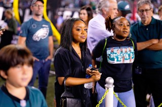 Actress Quinta Brunson, of the television show Abbott Elementary, stands on the sideline before an NFL football game between the Philadelphia Eagles and the Minnesota Vikings, in Philadelphia
Vikings Eagles Football, Philadelphia, United States - 19 Sep 2022