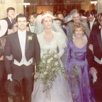 Raquel Welch Actress With Her Son Damon Welch And Fred Trueman (d. 7/07) Cricketer With His Daughter Rebecca Trueman Together For Damon And Rebecca's Wedding St Mary's And St. Cuthbert Bolton Abbey North Yorkshire 1991.