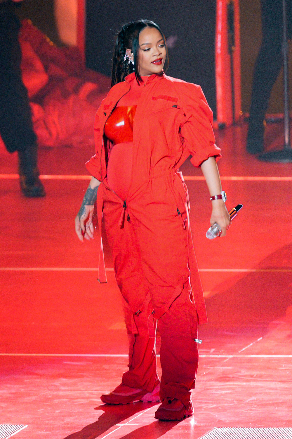 Super Bowl LVII Robyn Rihanna Red Jumpsuit