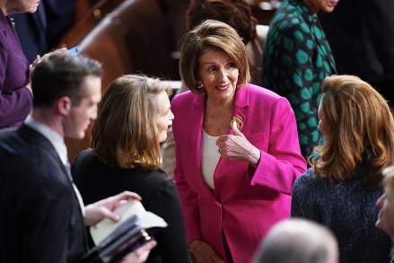 Representative Nancy Pelosi, D-Calif., arrives to attend President Joe Biden's State of the Union address before a joint session of Congress at the United States Capitol, in the Union State of Washington, Washington, USA - 07 February 2023