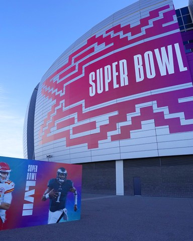 An exterior, general view of State Farm Stadium before the NFL Super Bowl 57 football game between the Philadelphia Eagles and the Kansas City Chiefs, in Glendale, Ariz
Chiefs Eagles Super Bowl Football, Glendale, United States - 12 Feb 2023