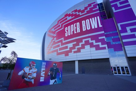 An exterior, general view of State Farm Stadium before the NFL Super Bowl 57 football game between the Philadelphia Eagles and the Kansas City Chiefs, in Glendale, Ariz. Chiefs Eagles Super Bowl Football, Glendale, United States - 12 Feb 2023