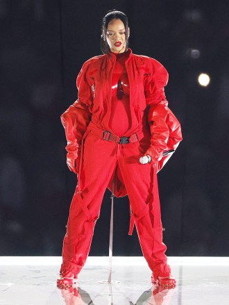 Barbadian singer Rihanna performs during halftime of Super Bowl LVII between the AFC champion Kansas City Chiefs and the NFC champion Philadelphia Eagles at State Farm Stadium in Glendale, Arizona, 12 February 2023. The annual Super Bowl is the Championship game of the NFL between the AFC Champion and the NFC Champion and has been held every year since January of 1967. Super Bowl LVII Kansas City Chiefs at Philadelphia Eagles, Glendale, USA - 12 Feb 2023