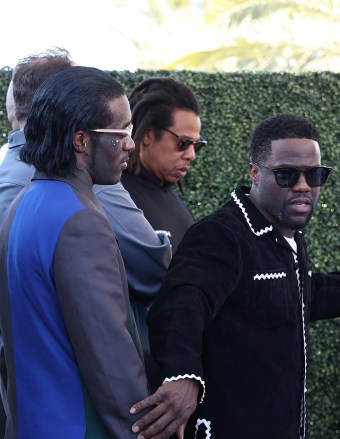 Phoenix, AZ  - *EXCLUSIVE*  - Rapper Jay-Z attends Michael Rubins's fanatics Super Bowl party with other famous faces nearby.Pictured: Jay-Z, Kevin Hart, Lil Uzi VertBACKGRID USA 11 FEBRUARY 2023 BYLINE MUST READ: Shotbyjuliann / BACKGRIDUSA: +1 310 798 9111 / usasales@backgrid.comUK: +44 208 344 2007 / uksales@backgrid.com*UK Clients - Pictures Containing ChildrenPlease Pixelate Face Prior To Publication*