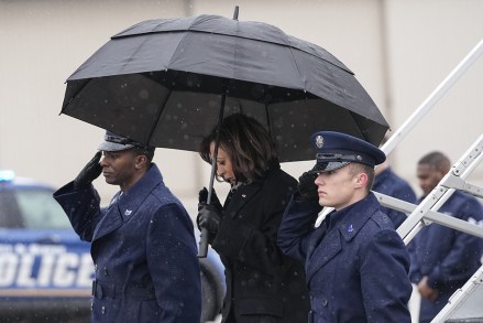 Vice President Kamala Harris arrives to the airport before attending the funeral service for Tyre Nichols, in Memphis, Tenn. Nichols was beaten by Memphis police officers, and later died from his injuries
Tyre Nichols Funeral, Memphis, United States - 01 Feb 2023