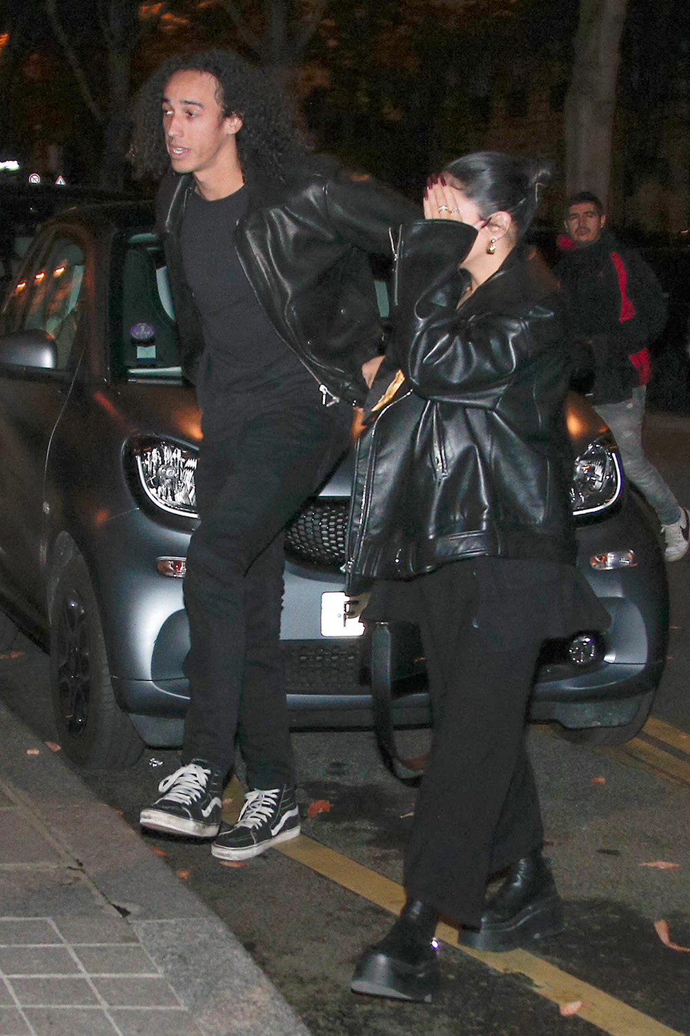 Cole Tucker and Vanessa Hudgens are seen arriving at their hotel in Paris