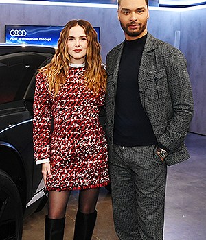 ASPEN, COLORADO - MARCH 04: Zoey Deutch and Regé-Jean Page visit Audi Activesphere Concept in Aspen during the Audi FIS Ski World Cup Celebration on March 04, 2023 in Aspen, Colorado. (Photo by Jon Kopaloff/Getty Images for Audi)