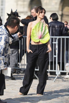 Emily Ratajkowski poses for photographers upon arrival at the Loewe Fall/Winter 2023-2024 ready-to-wear collection presented in Paris
Fashion Loewe Arrivals, Paris, France - 03 Mar 2023