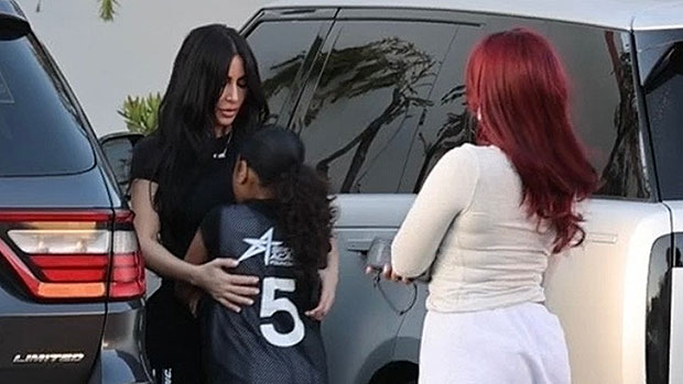 Kim Kardashian Hugs Daughter North, 9, Outside Of Her Basketball Game: Photos