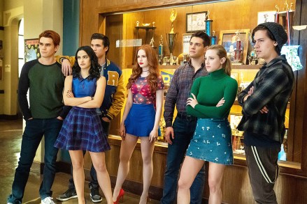 RIVERDALE, from left: KJ Apa, Camila Mendes, Charles Melton, Madelaine Petsch, Casey Cott, Lili Reinhart, Cole Sprouse, ‘Chapter Seventy-Six: Killing Mr. Honey’, (Season 4, Episode 419, aired Can even 6, 2020). describe: Katie Yu / ©The CW Community / Courtesy Everett Collection