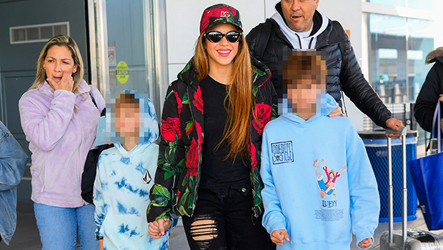 Shakira Smiles Spending Day Traveling With Her Sons Milan, 10, & Sasha, 8: Photos
