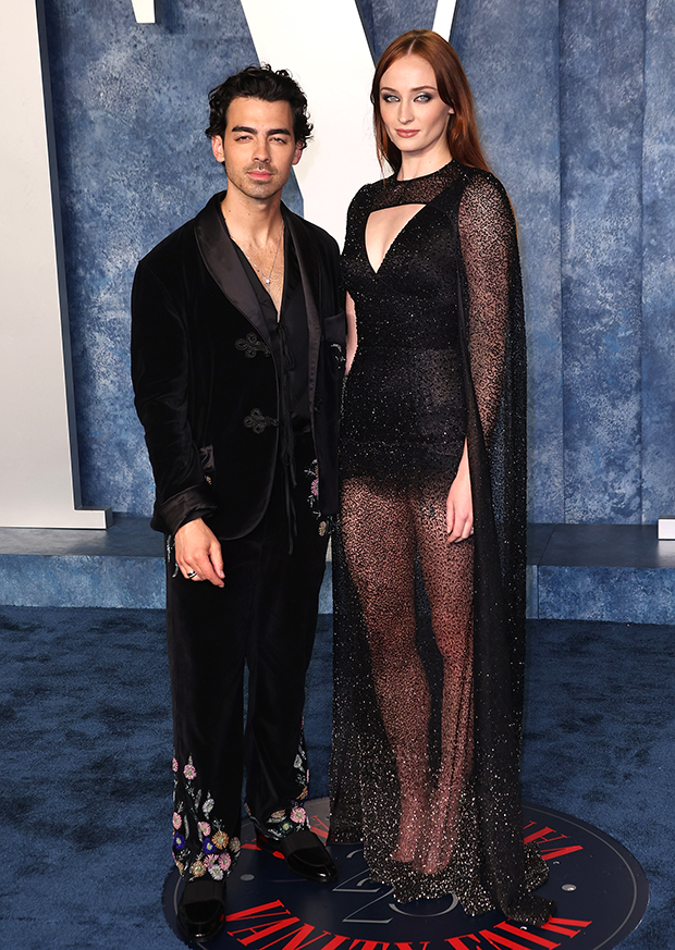 Sophie Turner Sparkles in Sheer Dress & Pumps at Vanity Fair Oscars Party  2023 With Joe Jonas