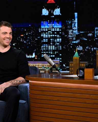 THE TONIGHT SHOW STARRING JIMMY FALLON -- Episode 1837 -- Pictured: (l-r) Actor Gabriel Basso during an interview with host Jimmy Fallon on Friday, April 21, 2023 -- (Photo by: Todd Owyoung/NBC)