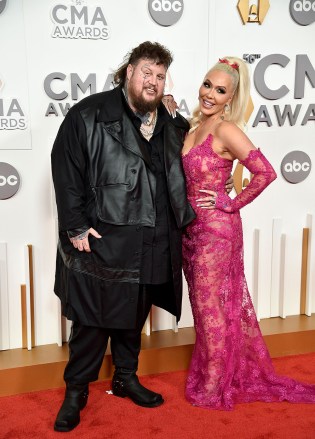 Jelly Roll, left, and Bunnie XO arrive at the 56th Annual CMA Awards, at the Bridgestone Arena in Nashville, Tenn
56th Annual CMA Awards - Arrivals, Nashville, United States - 09 Nov 2022