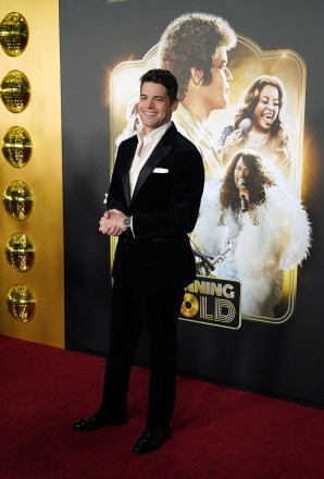 Jeremy Jordan, a cast member in "Spinning Gold," poses at the premiere of the film, at the Directors Guild of America in Los Angeles
LA Premiere of "Spinning Gold", Los Angeles, United States - 29 Mar 2023