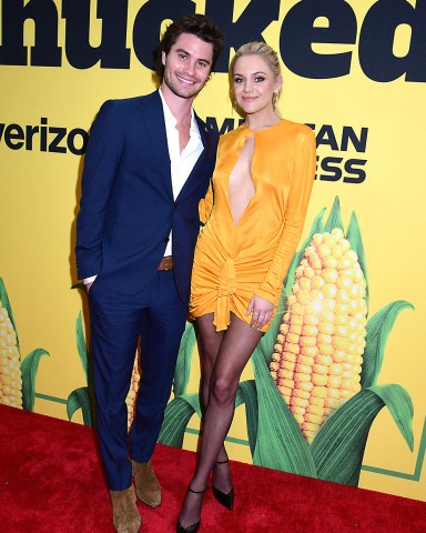 Chase Stokes and Kelsea Ballerini attend the Broadway Opening Night of "Shucked" at The Nederlander Theatre in New York, New York, USA on April 4, 2023., Credit:Robin Platzer / Avalon Newscom/(Mega Agency TagID: ptsphotoshotfour772113.jpg) [Photo via Mega Agency]