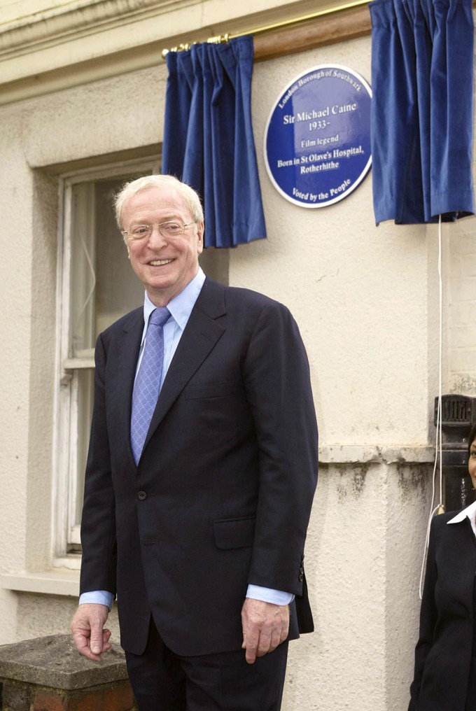 Michael Caine at his birthplace plaque unveiling