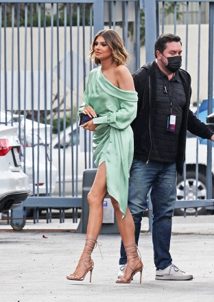 LOS ANGELES, CA - Controversial reality star Raquel Lewis enters in a silky emerald slip dress as she arrives on the set of the highly anticipated 'Vanderpump Rules reunion' in LA.  Picture: Raquel Lewis Backgrid USA 23 March 2023 USA: +1 310 798 9111 / usasales@backgrid.com UK: +44 208 344 2007 / uksales@backgrid.com *UK customers - images containing children please face proof prior to publication Pixelate*
