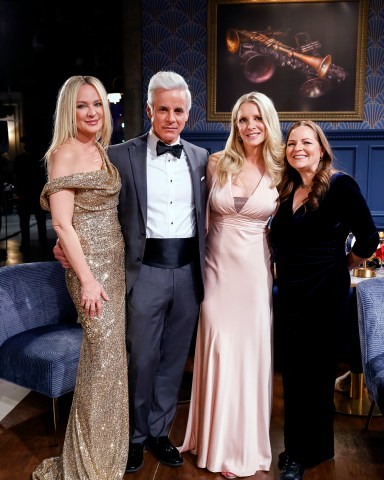 "50th Anniversary episode" -- Coverage of the CBS Original Series THE YOUNG AND THE RESTLESS, scheduled to air on the CBS Television Network.  Pictured: Sharon Case, Christian Jules LeBlanc, Lauralee Bell and Tricia Cast. Photo: Sonja Flemming/CBS ©2023 CBS Broadcasting, Inc. All Rights Reserved.