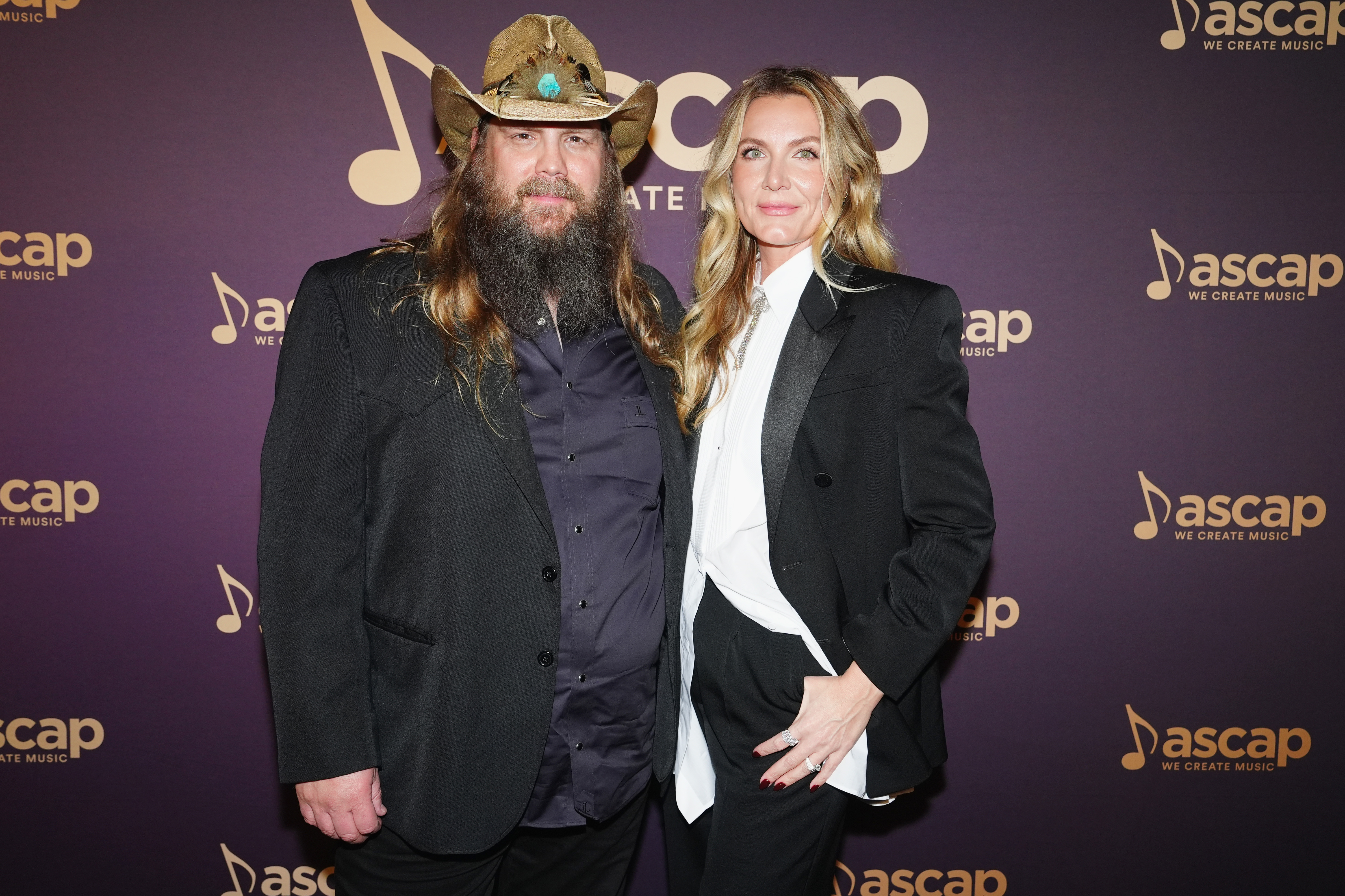 NASHVILLE, TENNESSEE - NOVEMBER 18: (L-R) Chris Stapleton and Morgane Stapleton attend the 60th ASCAP Country Music Awards Celebration at The Twelve Thirty Club on November 18, 2024 in Nashville, Tennessee.  (Photo by Erika Goldring/Getty Images)