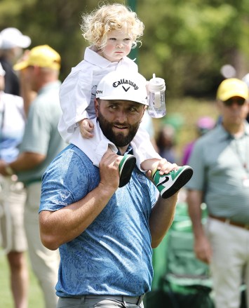 Jon Rahm of Spain carrying his son Kepa on the second hole during the Par 3 Tournament of the Masters Tournament at the Augusta National Golf Club in Augusta, Georgia, USA, 05 April 2023. The Augusta National Golf Club will hold the Masters Tournament from 06 April through 09 April 2023.
Masters - Par 3 Tournament, Augusta, USA - 05 Apr 2023