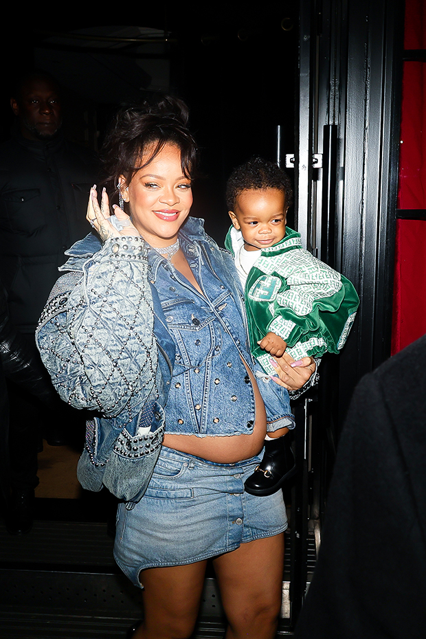 Rihanna's bare baby bump bursts out of tight jeans and crop top as she  wears NSFW accessory in new pics with A$AP Rocky