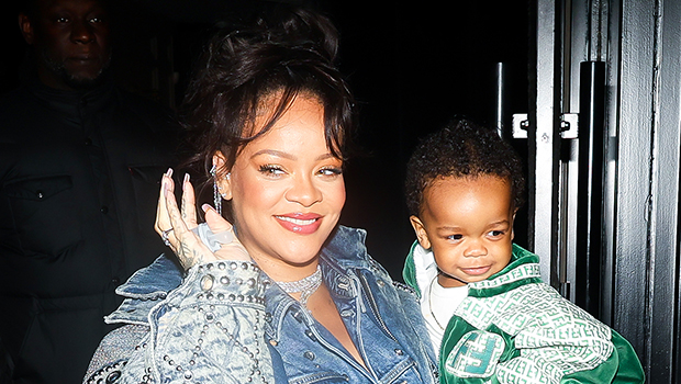 Pregnant Rihanna Slays In Stiletto Boots & Mini Skirt While Expertly Balancing Son, 11 Months, On Her Hip: Photos