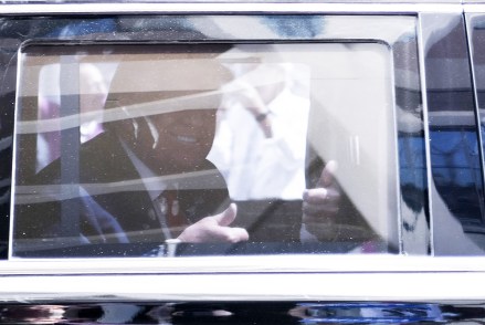Former US President Donald Trump waves as he departs the Wilkie D. Ferguson United States Courthouse in his motorcade after appearing before a judge to plead not guilty to federal charges in Miami, Florida, USA, 13 June 2023. Trump is facing multiple federal charges stemming from an US Justice Department investigation lead by Special Counsel Jack Smith related to Trump's alleged mishandling of classified national security documents.
Former US President Donald Trump surrenders at US Federal Courthouse in Miami, USA - 13 Jun 2023