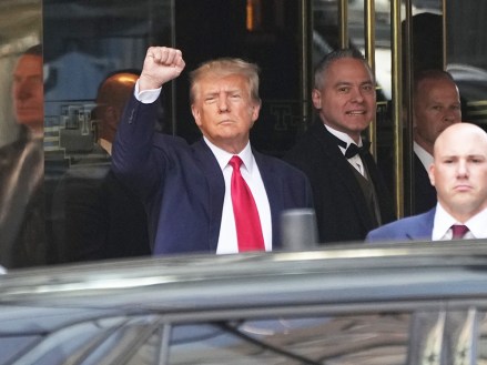 Former President Donald Trump gestures with a fist to the members of the media before leaving Trump Tower, Tuesday, April 4, 2023 in New York. Trump is expected to travel to New York to face charges related to hush money payments. Trump is facing multiple charges of falsifying business records, including at least one felony offense, in the indictment handed up by a Manhattan grand jury.
Grand Jury Indictment of Former President Donald Trump, New York - 04 Apr 2023