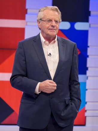 Editorial use only. Exclusive - Premium Rates Apply. Call your Account Manager for pricing.Mandatory Credit: Photo by S Meddle/ITV/Shutterstock (5717436w)Jerry Springer'Good Morning Britain' TV show, London, Britain - 07 Jun 2016Jerry Springer joins us in the GMB studio on what could be the cusp of Hillary Clinton's victory to claim the Democratic nomination in the race to the White House. She's fewer than 30 delegates short of the 2,838 needed to win the nomination and she could reach that target on Tuesday when California is among six states to vote.