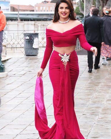 Guests arrive to the Bulgari's party in Venice, Italy.Pictured: Priyanka Chopra JonasRef: SPL6752418 160523 NON-EXCLUSIVEPicture by: MvS / SplashNews.comSplash News and PicturesUSA: 310-525-5808UK: 020 8126 1009eamteam@shutterstock.comWorld Rights