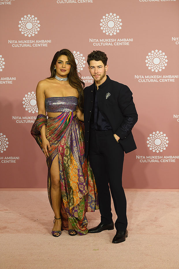 Priyanka Chopra in Abstract Print Dress at Wimbledon with Nick Jonas