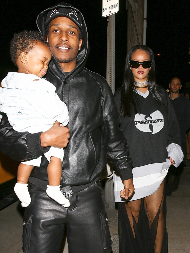 Rihanna's Sheer Skirt & Wu-Tang Shirt While Holding Son: Photos