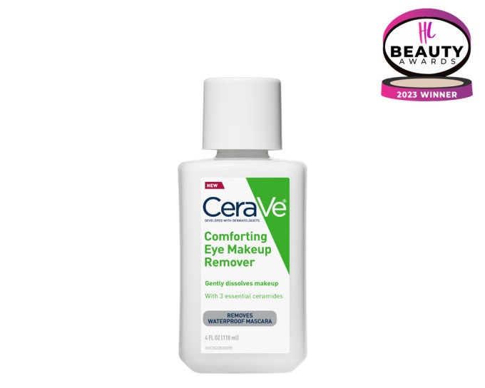 BEST MAKEUP REMOVER – CeraVe Comforting Eye Makeup Remover, $11, amazon.com