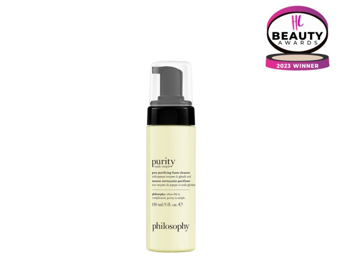 BEST CLEANSER – philosophy purity made simple pore purifying foam cleanser, $27, philosophy.com