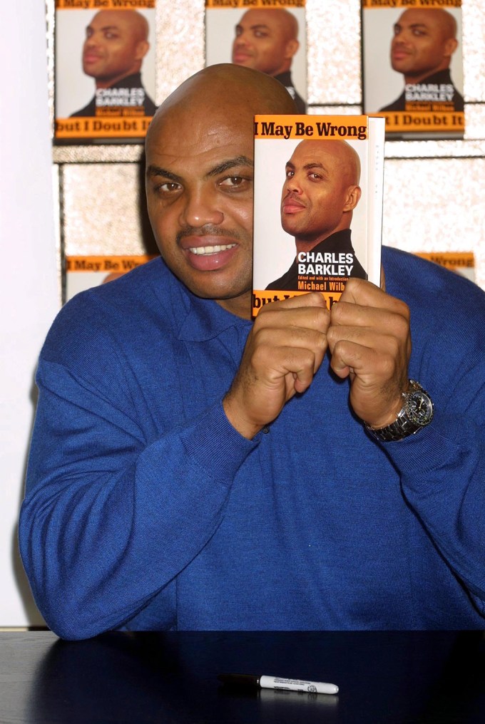 Charles Barkley with his book