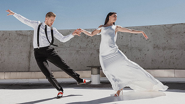 Derek Hough & Hayley Erbert dance in couture bridal wear ahead of their wedding: Photos