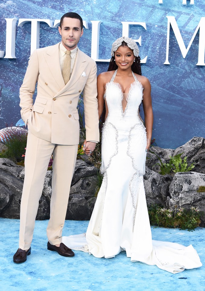 Halle Bailey and Jonah Hauer-King at the London premiere