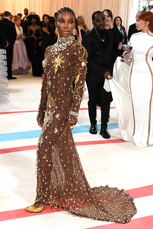Michaela Coel Stuns At Met Gala 2023 In Sheer Dress Covered In Jewels ...