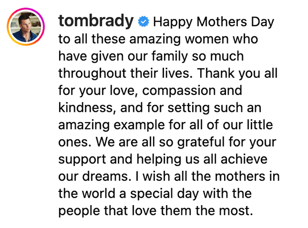 Tom Brady Mother's Day post
