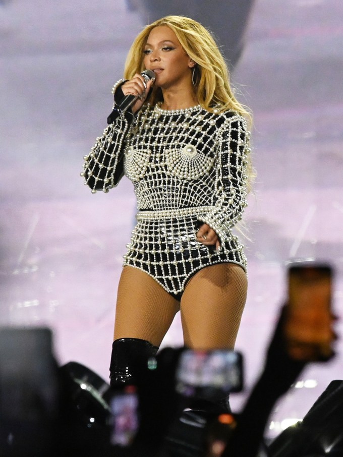 Beyonce In A Pearl Bodysuit