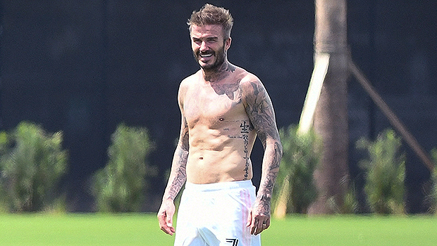 David Beckham shirtless