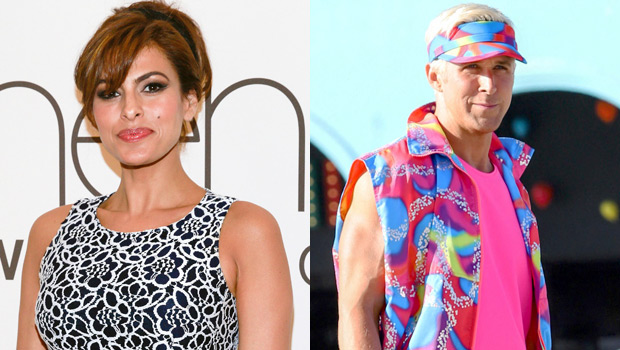 Eva Mendes Rocks T-Shirt With Ryan Gosling As Ken From ‘Barbie’ Movie On It: Photo